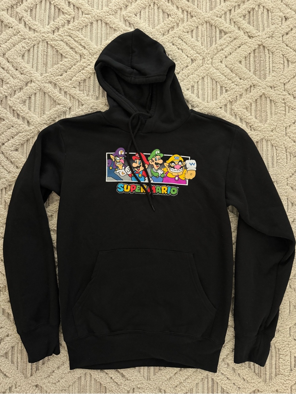 Super Mario Hoodie Black Pullover Sweatshirt